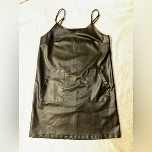 SHEIN Black Faux Leather Dress with Pockets
